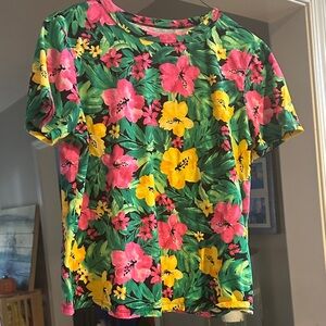 Old Navy Tropical Floral Short Sleeve Tee - Pink, Yellow, Green